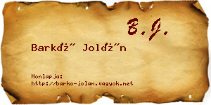 Barkó Jolán névjegykártya