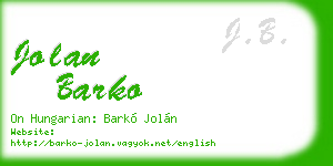 jolan barko business card